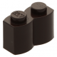 LEGO kocka 1x2 módosított farönk alakú, sötétbarna (30136)